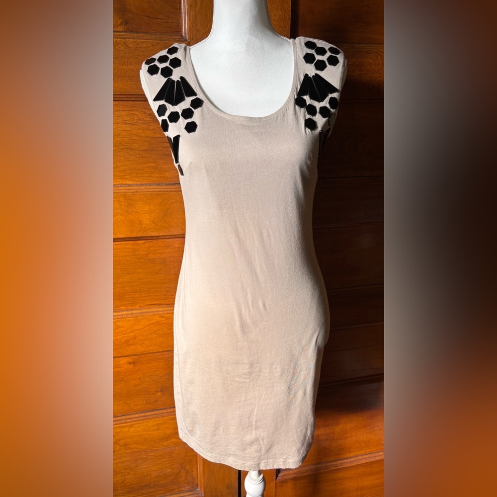 H&M Beige Mini Dress with Black Details